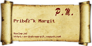 Pribék Margit névjegykártya